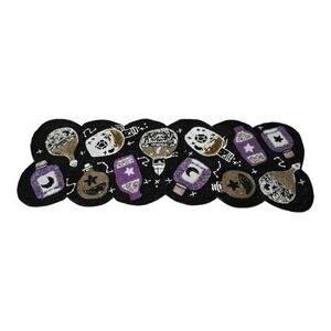 Broom & Co Purple Black Gold Halloween Beaded Witch Potion Table Runner 13 x 36